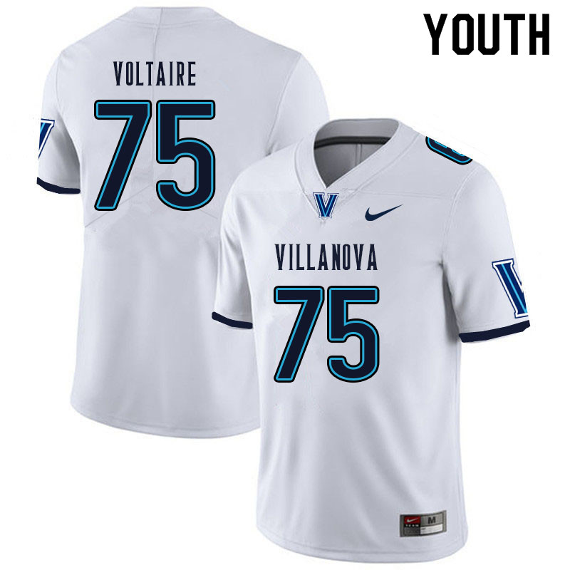 Youth #75 Stephane Voltaire Villanova Wildcats College Football Jerseys Sale-White - Click Image to Close